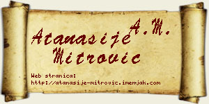 Atanasije Mitrović vizit kartica